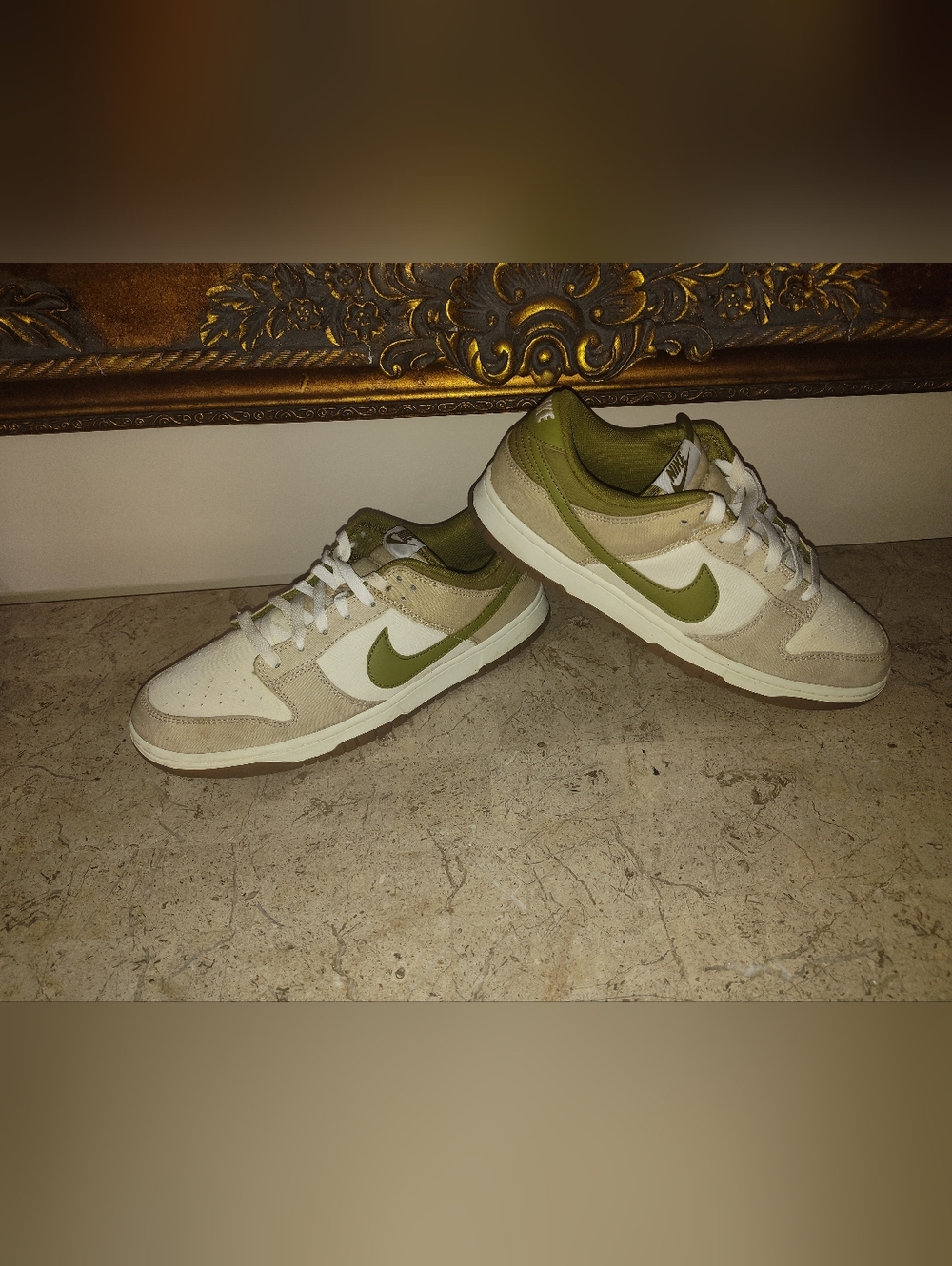 Nike Dunk Pacific Moss -inspired Men's Low-Top Sneakers in Olive and Cream.